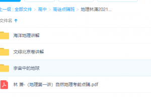 2021高途点睛班高考林潇地理资源学习资料